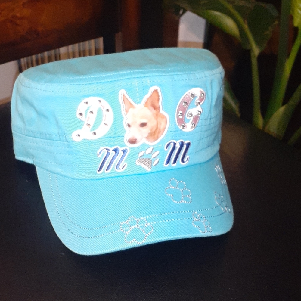 Rhinestone cadet hat- Dog Mom Teal
